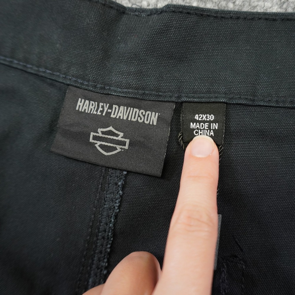 Harley-Davidson Mens Black Carpenter Canvas Double Knee Work Pants 42x30 - Picture 5 of 16